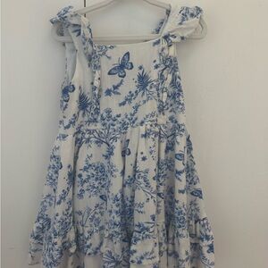 btween Blue and White Butterfly Floral Dress
